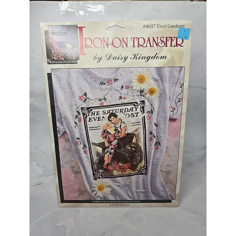 Daisy Kingdom Iron-On Transfer #06117 Tired Gardener Saturday Evening Post